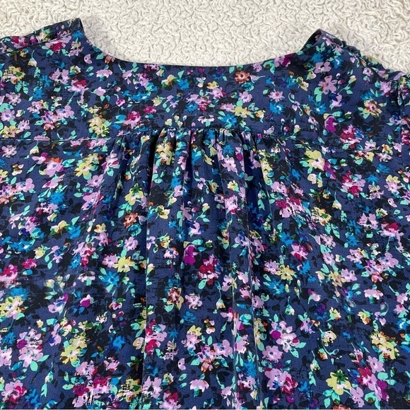 FEI Women's 100% Silk Floral Shift Dress Blue, Purple, Pinks Size 2 Old Money - Picture 2 of 10